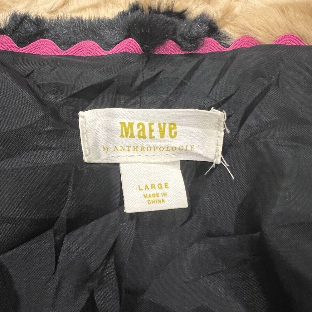 Anthropologie Maeve Faux Fur Coat‎ Sz Large $198 Jacket Brown Black Animal Print - Picture 13 of 16